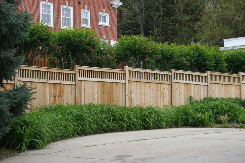 American Fence Company Sioux Falls, South Dakota - Wood Fencing, 1063 Custom Solid with Accent Top