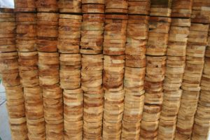 A large stack of western cedar 5 inch pickets